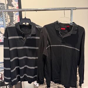 Black Long Sleeve Polo with White Stripes set of 2